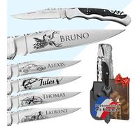 KDO MAGIC - Couteau homme personnalisé - Marque laguiole gravé avec un prénom - Couteau pliant personnalisable - Cadeau Fête des pères - Idée cadeau pour homme, Papa (Noir, Couteau tire-bouchon)