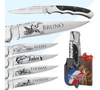 KDO MAGIC - Couteau homme personnalisé - Marque laguiole gravé avec un prénom - Couteau pliant personnalisable - Cadeau Fête des pères - Idée cadeau pour homme, Papa (Noir, Couteau)