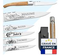 KDO MAGIC Couteau laguiole personnalisé - Qualité haut de gamme - Lame gravée avec un prénom - Modèle zébré- Cadeau pour homme, fête des pères, papa, noël