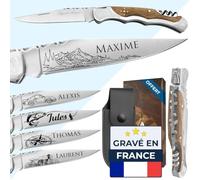 KDO MAGIC Couteau personnalisé Laguiole Marron en inox (tire-bouchon)