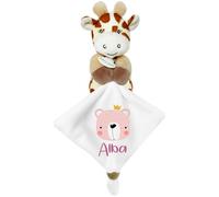 KDO MAGIC - Doudou personnalisé - Personnalisable avec Un prénom - Peluche personnalisée - Cadeau Naissance, garçon, Fille, bébé, Anniversaire (Ours Rose, Girafe)