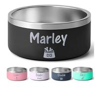 KDO MAGIC - Gamelle personnalisée - Grande et Petite Taille - Gravure Laser - Texte, prénom ou Date gravé - Chien, Chat, Animaux - Idée Cadeau - 16/32oz - Base Antidérapante (Noir, Grande)