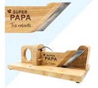 KDO MAGIC - Guillotine Saucisson personnalisé - Trancheuse gravée avec votre texte - Guillotine apéro Personnalisable - Cadeau Papa, Homme, Noël - Idée cadeau fête des pères (Modèle Fête des pères)