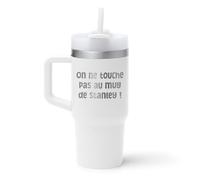KDO MAGIC Mug Isotherme Personnalisable - Gobelet gravé en acier inoxydable - Paille fournie - Tasse Thermique à Double Paroi - 400 ml - Idée cadeau pour Noël - Cadeau collègue, maman (Blanc)