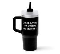 KDO MAGIC Mug Isotherme Personnalisable - Gobelet gravé en acier inoxydable - Paille fournie - Tasse Thermique à Double Paroi - 400 ml - Idée cadeau pour Noël - Cadeau collègue, maman (Noir)
