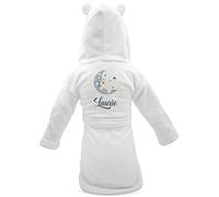 KDO MAGIC - Peignoir bébé personnalisé - Doux et Moelleux - Personnalisable avec un prénom - Couleur blanc - Garçons & Filles (12-18 mois, Lune ourson)
