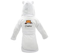 KDO MAGIC - Peignoir bébé personnalisé - Doux et Moelleux - Personnalisable avec un prénom - Couleur blanc - garçons & filles (6-12 mois, Panda roux)