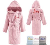 KDO MAGIC - Peignoir de bain enfant personnalisé - personnalisable et brodé avec un prénom - plusieurs couleurs (Rose, 4 ans)