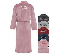 KDO MAGIC Peignoir femme personnalisé - Robe de chambre personnalisable - Prénom brodé - Cadeau Maman Noël, Saint-Valentin, anniversaire, fête des mères (L, Rose)
