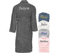 KDO MAGIC Peignoir homme personnalisé - Sortie de bain brodé avec un prénom - Matière éponge - Plusieurs coloris - Idée cadeau homme, fête des pères, anniversaire (XL, Anthracite)