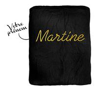 KDO MAGIC Plaid personnalisé avec prénom - Couverture Polaire Personnalisable brodé - 125 x 150cm - Cadeau pour Homme et Femme (Noir)