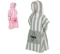 KDO MAGIC - Poncho personnalisé pour enfant, Peignoir avec personnalisation, Serviette personnalisable, Cape de Bain Personnalisée - Idée cadeau Enfant - Bain - Natation - Anniversaire (Vert, Surf)