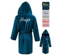 KDO MAGIC - Robe de Chambre Enfant personnalisé - Peignoir Brodé avec Un prénom - Plusieurs Coloris - Plusieurs Tailles (Bleu, 12/14 Ans)