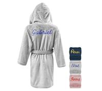 KDO MAGIC - Robe de Chambre Enfant personnalisé - Peignoir Brodé avec Un prénom - Plusieurs Coloris - Plusieurs Tailles (Gris, 12/14 Ans)