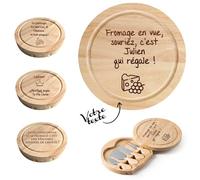 KDO MAGIC - Service à Fromage Personnalisable Avec 4 Ustensiles - Planche à Découper en Bois - Coffret Apéro - Cadeau Homme, Noël, Fête des Pères (Fromage)