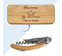 KDO MAGIC - Tire bouchon personnalisé - Coffret en bois personnalisable - Texte ou prénom gravé - Idée cadeau homme, papa (Modèle Fête des pères)