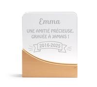 KDO MAGIC - Trophée Personnalisable - Coffret Cadeau Inclus - Trophée Verre personnalisé - Texte, prénom ou Date gravé - Carré Bois - Anniversaire, récompense, Retraite - Thème Texte