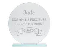 KDO MAGIC - Trophée Personnalisable - Coffret Cadeau Inclus - Trophée Verre personnalisé - Texte, prénom ou Date gravé - Grand Rond - Anniversaire, récompense, Retraite - Thème Texte