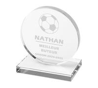 KDO MAGIC - Trophée Personnalisable - Coffret Cadeau Inclus - Trophée Verre personnalisé - Texte, prénom ou Date gravé - Petit Rond - Récompense, Compétition, Numéro 1 - Thème Sport