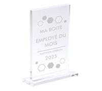 KDO MAGIC - Trophée Personnalisable - Coffret Cadeau Inclus - Trophée Verre personnalisé - Texte, prénom ou Date gravé - Rectangle - Anniversaire, Employé du Mois, Retraite - Thème Entreprise