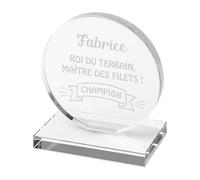 KDO MAGIC - Trophée Personnalisable - Coffret Cadeau Inclus - Trophée Verre personnalisé - Texte, prénom ou Date gravé - Petit Rond - Anniversaire, récompense, Retraite - Thème Texte