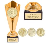 KDO MAGIC - Trophée Personnalisable - Coupe personnalisé avec Gravure - Cadeau fête des pères, noël, Retraite, événement Sportif - Or/Bronze/Argent (Bronze, Numéro 3)