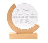 KDO MAGIC - Trophée Verre Personnalisé Coffret Inclus | Idée cadeau collègue, récompense, université | Trophée personnalisable gravé avec prénom | Base en bambou