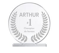 KDO MAGIC - Trophée Verre Personnalisé Coffret Inclus | Idée cadeau école, récompense, sport, diplôme | Trophée personnalisable gravé avec prénom | Design rectangle ou rond