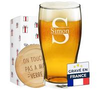 KDO MAGIC - Verre à bière personnalisé - Personnalisable avec un texte - 570 ml - Plusieurs modèles de gravure - Idée cadeau homme, fête des pères, papa, anniversaire (Modèle Majuscule)