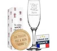 KDO MAGIC Verre à champagne personnalisé | Idée cadeau | Flûte à champagne | Graver | Personnaliser | Cadeau Mariage | Fête des mères | Anniversaire | Témoins | Noël