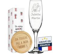 KDO MAGIC Verre à champagne personnalisé | Idée cadeau | Flûte à champagne | Graver | Personnaliser | Cadeau Mariage | Fête des mères | Anniversaire | Témoins | Noël