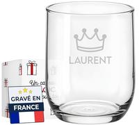KDO MAGIC - Verre Personnalisé Gravé avec Prénom - Verre à eau Personnalisable - Idée Cadeau Original pour homme, femme, enfant - Anniversaire, Fête, Occasions Spéciales (Modèle Couronne)