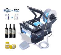 KDOFIO Étiqueteuse électrique de Bouteilles Rondes, avec Commande au Pied, 20 à 40 pièces/Min, applicateur d'étiquettes de Bouteilles en Verre et en Plastique, étiqueteuse de Bouteilles