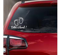 kdosublim Sticker Autocollant Vinyle Bébé à Bord Petits Pieds de Bébé Ref 2 Blanc