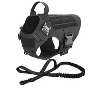 Kdouehg Ensemble Harnais et Laisse Tactiques pour Grands Chiens Gilet de Dressage Harnais pour Animaux de Compagnie Laisse Allemand Extérieur M