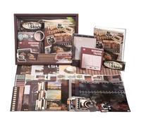 Kdouehg Kit d'accessoires pour album photo de scrapbooking - Grand papier de scrapbooking - Style vintage esthétique - Journal indésirable - Lot d'autocollants - Traveler