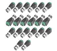 Kdouehg Lot de 20 connecteurs BNC balun coaxiaux Cat5 vers BNC mâle pour caméra de vidéosurveillance CCTV mâle BNC