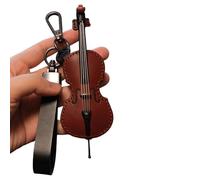 Kdouehg Porte-Clés en Cuir pour Violon et Violoncelle, Porte-Clés Miniature pour Instrument de Musique en Cuir de Vache, Mini Porte-Clés pour Violon