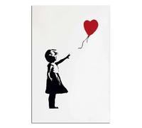 KDOVOKD Ballon rouge fille toile peinture Banksy Graffiti art affiche et impressions mur art photos pour chambre maison couloir décor 60x90 cm (23.6x35.4in) sans cadre