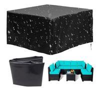 KDOVOKD Housse Salon De Jardin,Bâche de Protection Étanche 300x140x85cm,Résistance au Vent,Anti-UV Housses Table Extérieur pour Ensembles de Table et de Canapé avec Corde et Boucle Verrouillage
