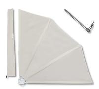 KDR Compartiments de balcon 120 x 120 cm Beige - Coupe-vent et brise-vue pour balcon et terrasse - Store avec polyester résistant aux UV - Pliable avec support mural, housse de protection et