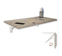 KDR Produktgestaltung Table Murale Pliante Bureau Plateau de Table 80x40 cm en chêne cendré Table Pliante Table de Salle à Manger Table de Cuisine pour Le Mur Table Pliante pour Montage Mural