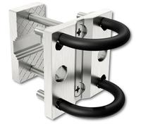 KDR Support de parasol en acier inoxydable - Support pour balustrade de balcon rond et carré - Pour parasols jusqu'à 350 cm de diamètre - Avec double arceau et protection - Matériel de montage inclus