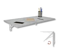KDR Table murale pliante 80 x 40 cm - table rabattable murale gain de place, bureau pliable, table de cuisine ou salle à manger, table murale pour petit espace, montage mural polyvalent (Aspect béton)