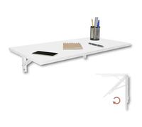 KDR Table Murale Pliante 80 x 40 cm - Table Rabattable Murale Gain de Place, Bureau Pliable, Table de Cuisine ou Salle à Manger, Table Murale pour Petit Espace, Montage Mural Polyvalent (Blanc)