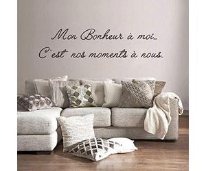 KDSMFA Mon Bonheur A Moi Stickers Muraux Citation Française Décor À La Maison Stickers Muraux Salon Chambre Décoration Vinyle Mur Art Peintures Murales Affiche 42x60cm