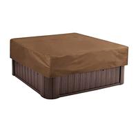KDTRKH Housse de Spa carrée, Housse de Protection pour Spa avec élastique, étanche à l'eau, résistante au Soleil et aux UV, Housse de Bain de Source Chaude pour l'extérieur.,café,228x228x30cm