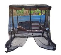 KDTRKH Moustiquaire d'extérieur pour balancelle de terrasse, avec ouverture à fermeture éclair et dessus imperméable, pour balancelle de deux personnes et trois personnes, noir, 125 x 185 x 205 cm