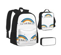 KDUBNJDS Ensemble 3 pièces sac à dos avec sac d'école, trousse à crayons et sac à déjeuner, sac de voyage pour adolescent, boîte à déjeuner isotherme, cadeaux pour garçons et filles, Petit