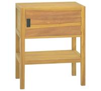 KDVXBCQJH Armoire de salle de bain en teck massif 60 x 40 x 75 cm | Meuble bas compact avec porte et compartiment ouvert pour salle de bain ou couloir en bois non traité.